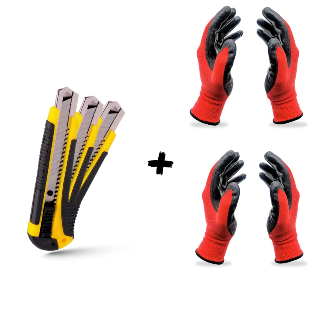 Kit 3 Estilete Profissional Laminas Extras Luva Antiderrapante Punho Elastico Uso Diario