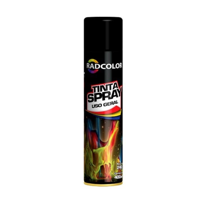 TINTA SPRAY PRETO BRILHANTE USO GERAL 400 ML RADNAQ RC2101
