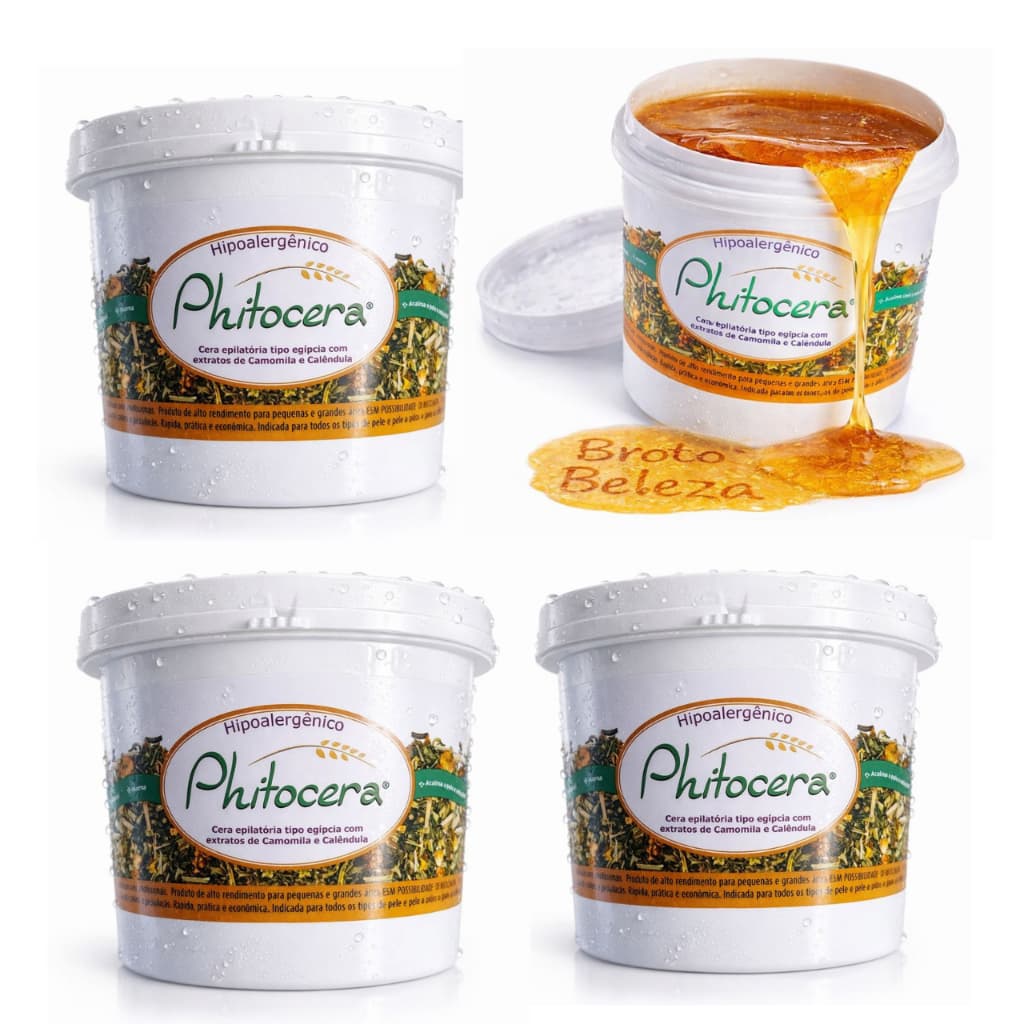 Ceras Morna Phitocera Natural Hipoalergenica Kit Combo 4kg com Extrato de Camomila e Calendulas