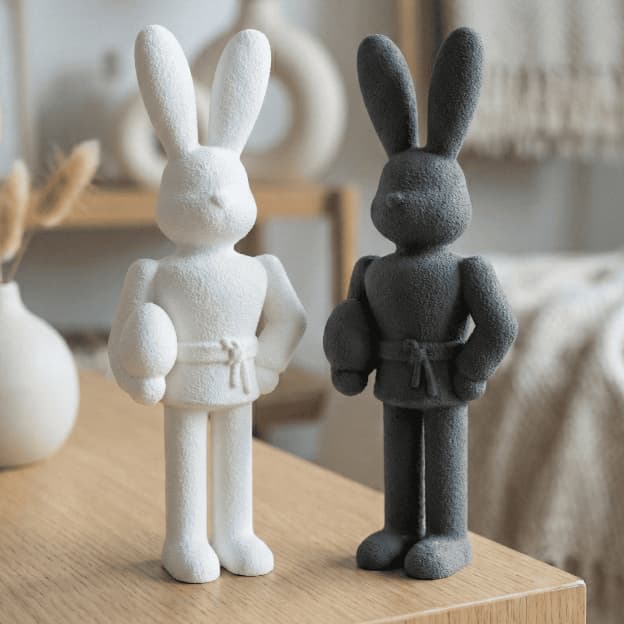 Kit Duplo Coelhos Decorativos Primavera Clean | Decoração de Páscoa Moderna