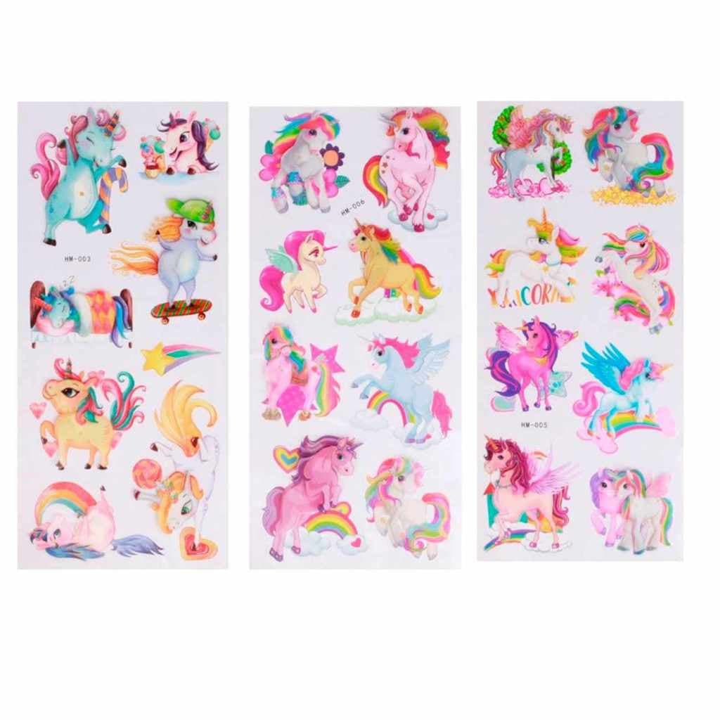 Kit 3 Cartelas Adesivo de Parede Unicórnio 3D com Glitter – Decoração Infantil
