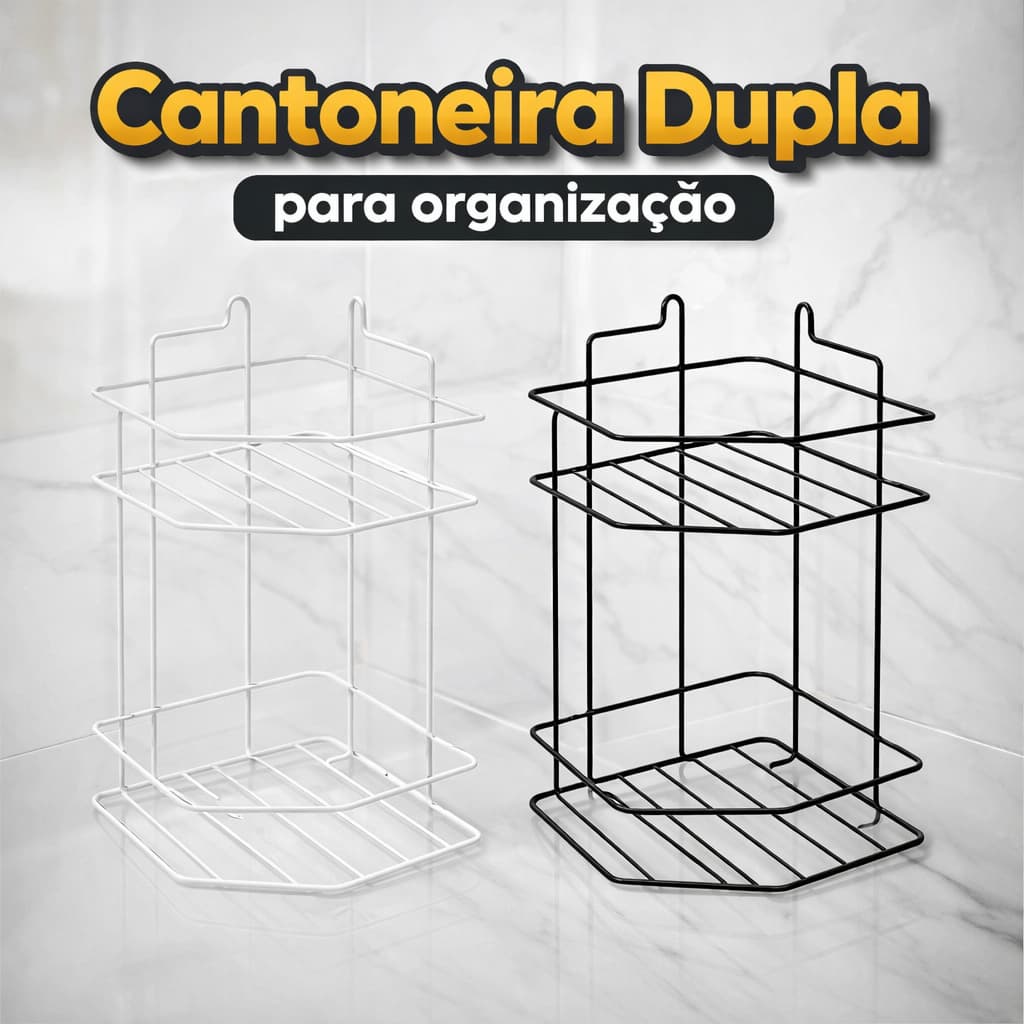 kit Até 2 Cantoneira Dupla Alumínio Banheiro Box Prateleira Canto Organizador Shampoo Sabonete