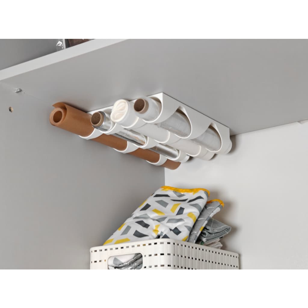 Suporte para Rolos de Plastico Filme - Papel Manteiga - Papel Alumínio - Porta-Rolo para Armários