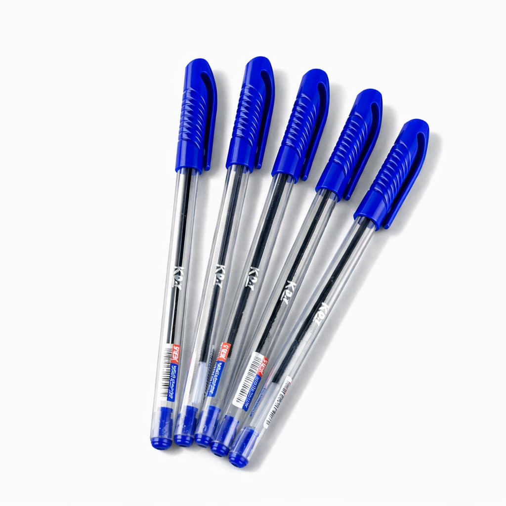 Kit 5 Canetas Esferográficas KAZ Glossy Azul1.0mm Escrita Macia Secagem Rápida Escolar Escritório