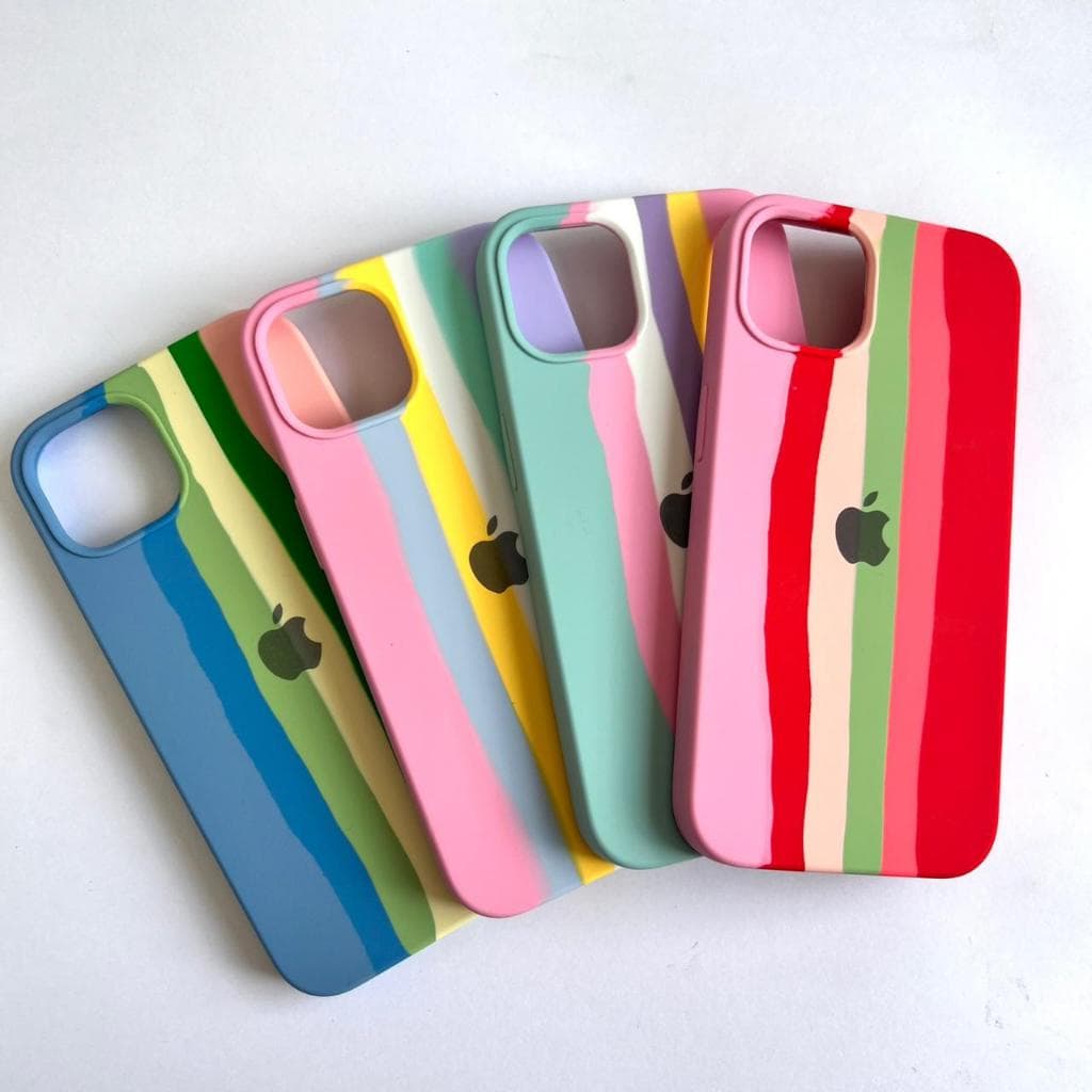 Capinha Case Silicone Forrada Aveludada Colorida Arco Íris Para IPhone 13/ IPhone 14 (CF18)