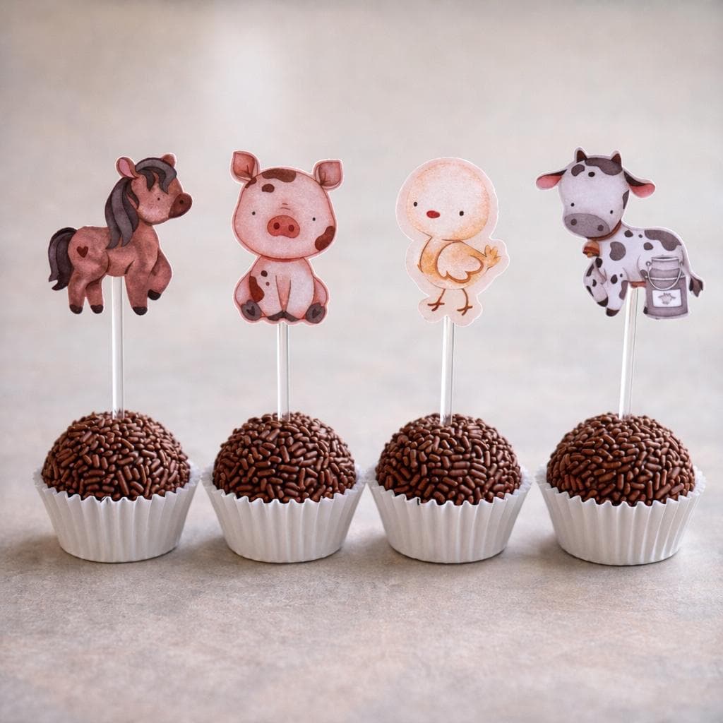 Tags topo Toppers para docinho Fazendinha Infantil brigadeiro e beijinho topo de docinho para festa