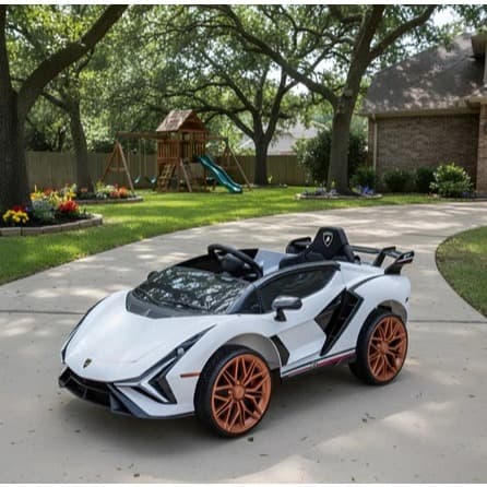 Carro Elétrico Infantil Lamborghini Esportivo Branco Brinquedo Som Música Luz Controle Menino Menina
