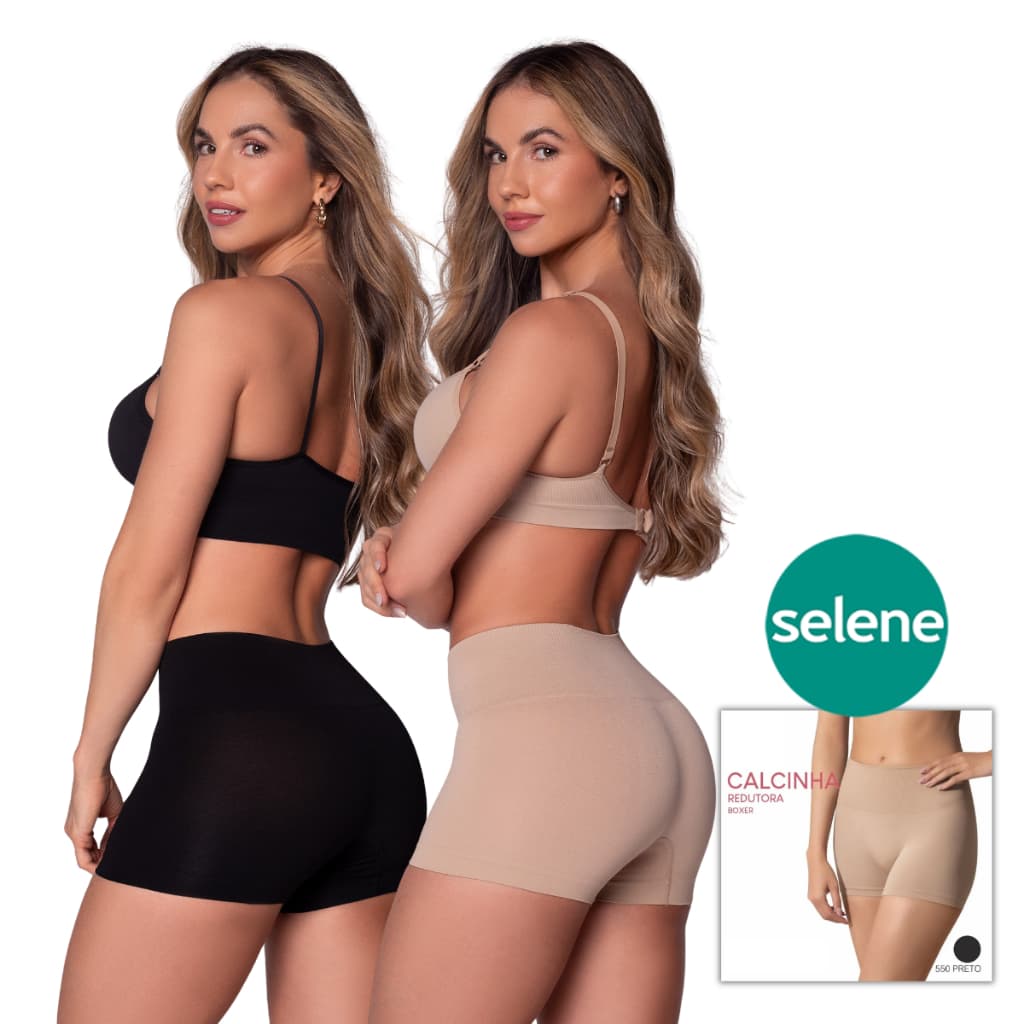 Calcinha Redutora Selene Boxer Alta Compressao Original Basica Sem Costura