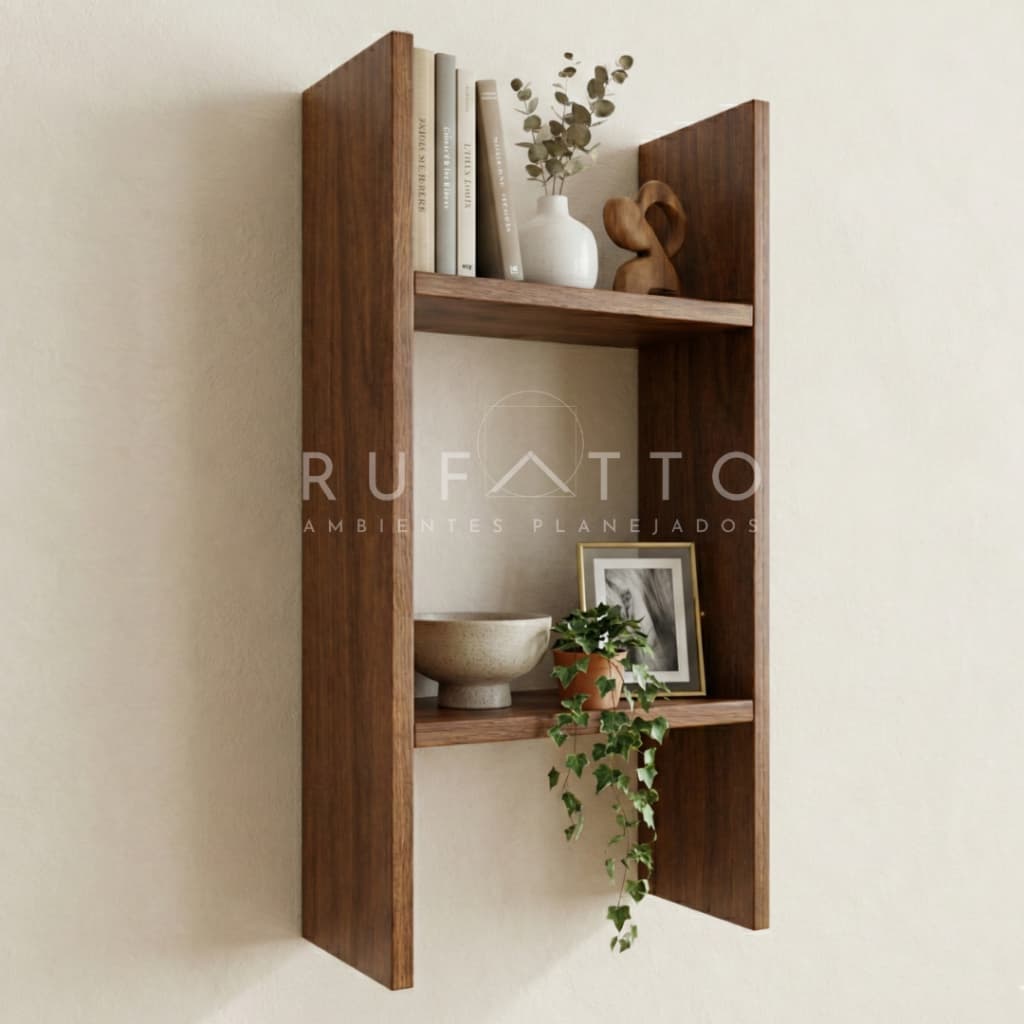 RUFATTO Nicho H AGÁ Minimalista Multiuso Amadeirado Freijó - Modular