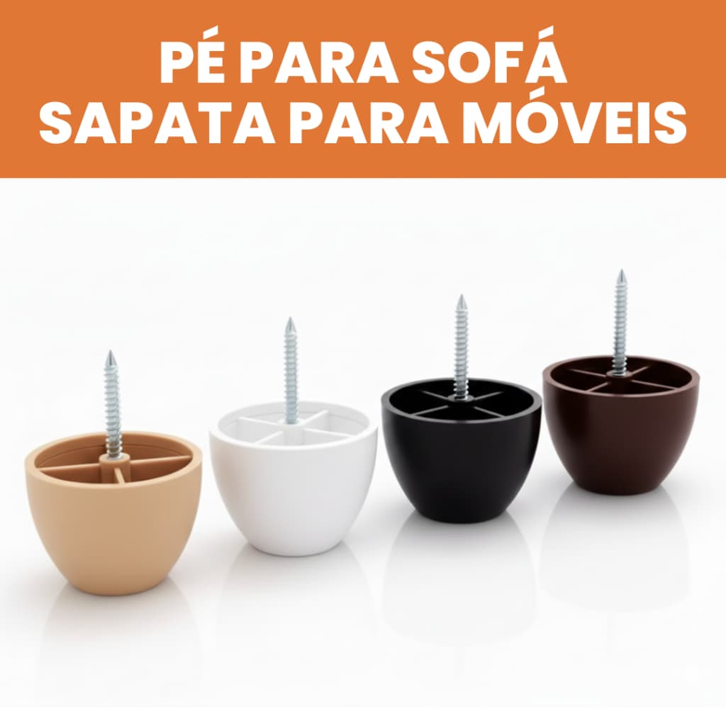 Kit 02 Pés Para Sofá Resistente Pezinho Sapata Redonda Universal Para Rack Cama Moveis Cores