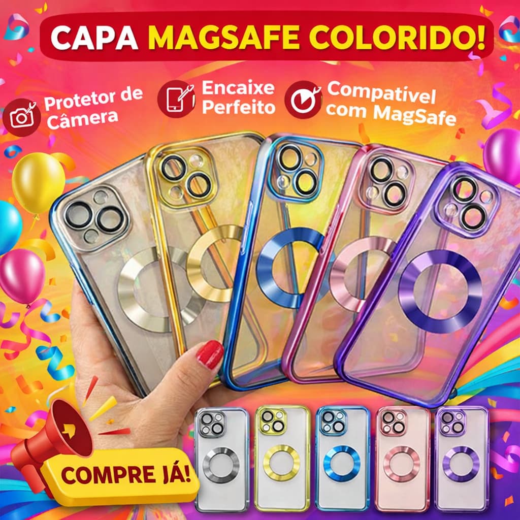 Capinha Magsafe Compatível iPhone 11-15 Pro/Max/Plus - Câmera! ✨📱