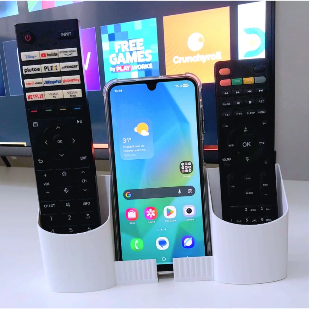 Suporte Controle Remoto de parede controle de TVs e celular multiuso