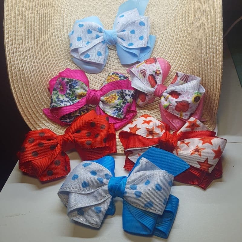 Laço Infantil para Bebê e Menina | Laço de Cabelo Artesanal | Bico de Pato | Estampado Delicado / laço grande