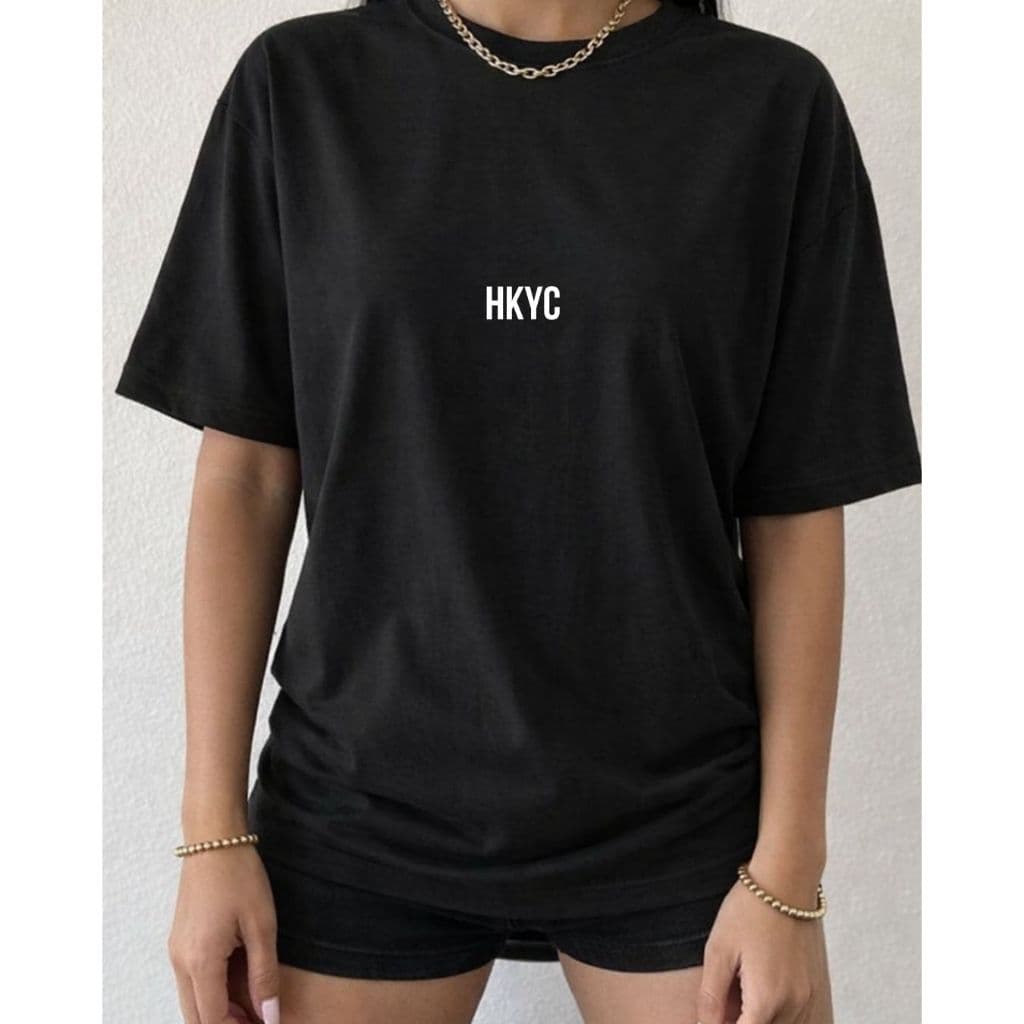 Camiseta HKYC Oversized Slim Unissex Lisa Estilo Street 100% algodão Treino