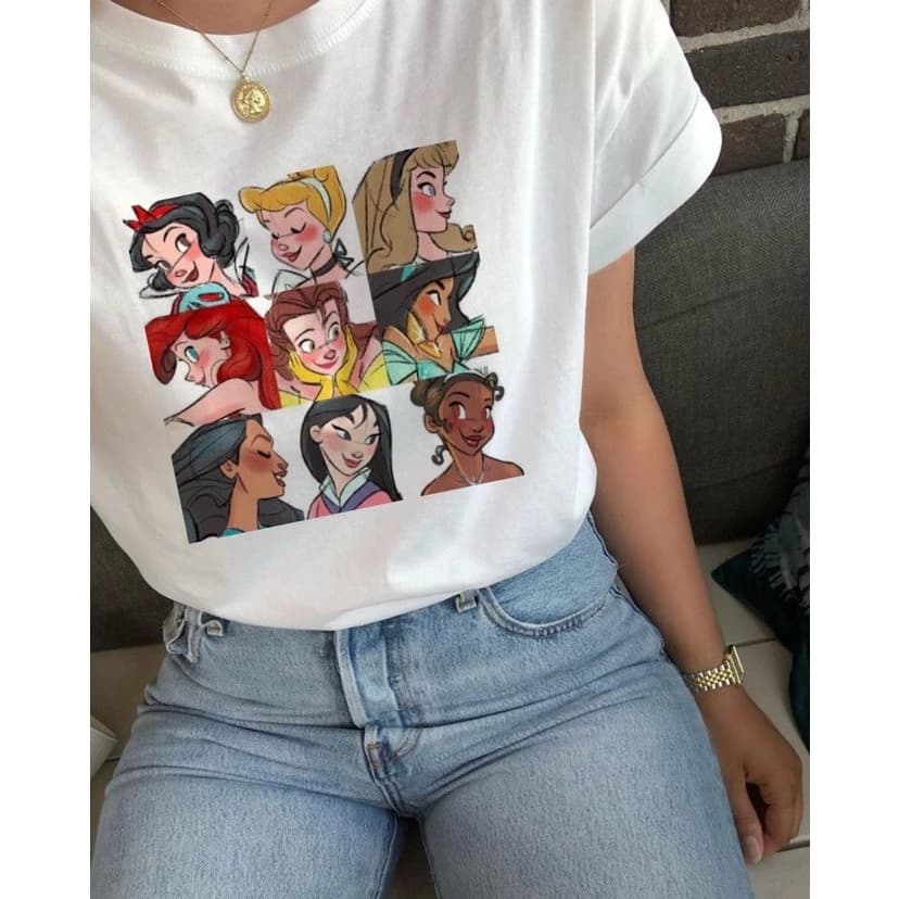 Blusa Feminina Tshirt Princesas Tumblr Aesthetic