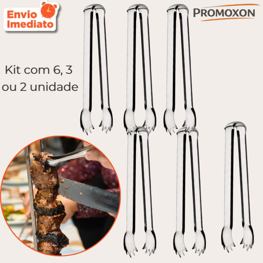 Mini Pegador de Aço Inox Carnes Multiuso Gelo Frios Doces Kits Diversos I Kit com 6, 3 ou 2 unidades