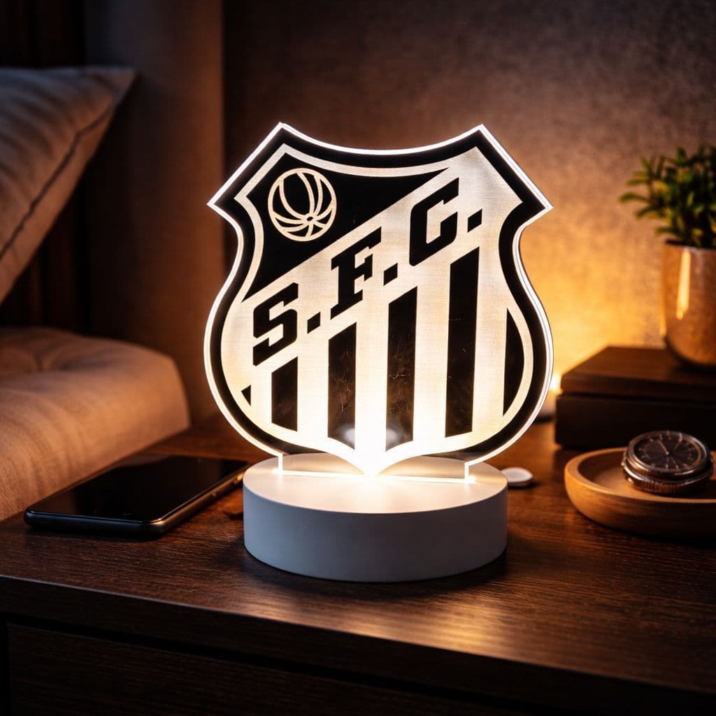 Luminária Led do Escudo Santos Decorativa De Mesa Rgb Base Branco Preta