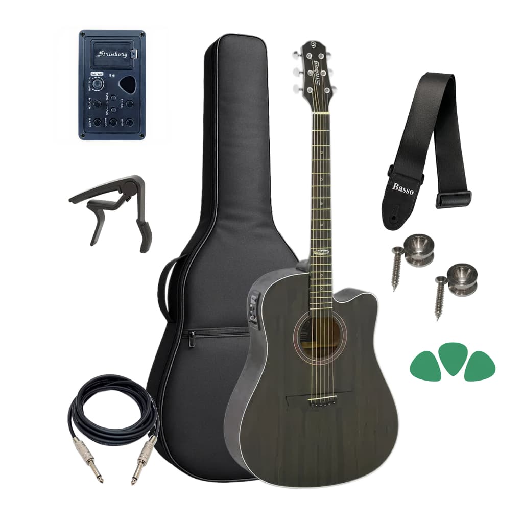 Kit Violao Strinberg Folk Sd200c Tos Eletrico + Acessorios
