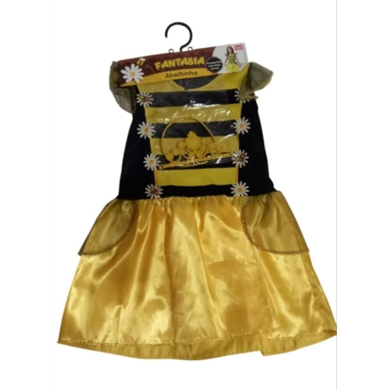 Vestido fantasia infantil Menina Abelhinha com coroa,para festas,aniversário,fotos