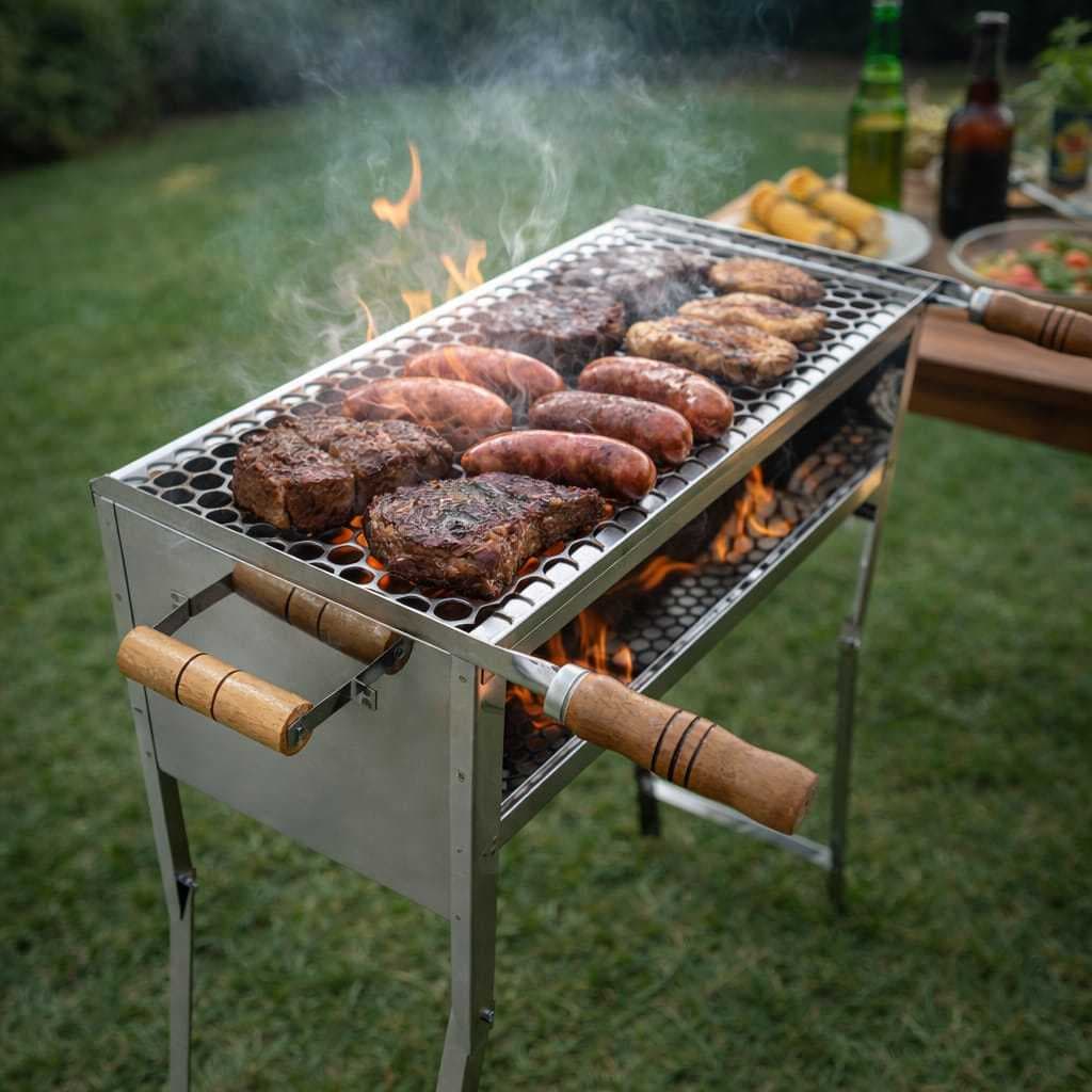 CHURRASQUEIRA INOX DOBRÁVEL+ENVIO SEGURO E IMEDIATO EM 24 HORAS ÚTEIS