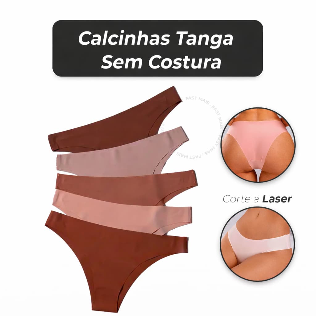 Kit 5/3 Calcinhas Tanga Sem Costura Corte Laser