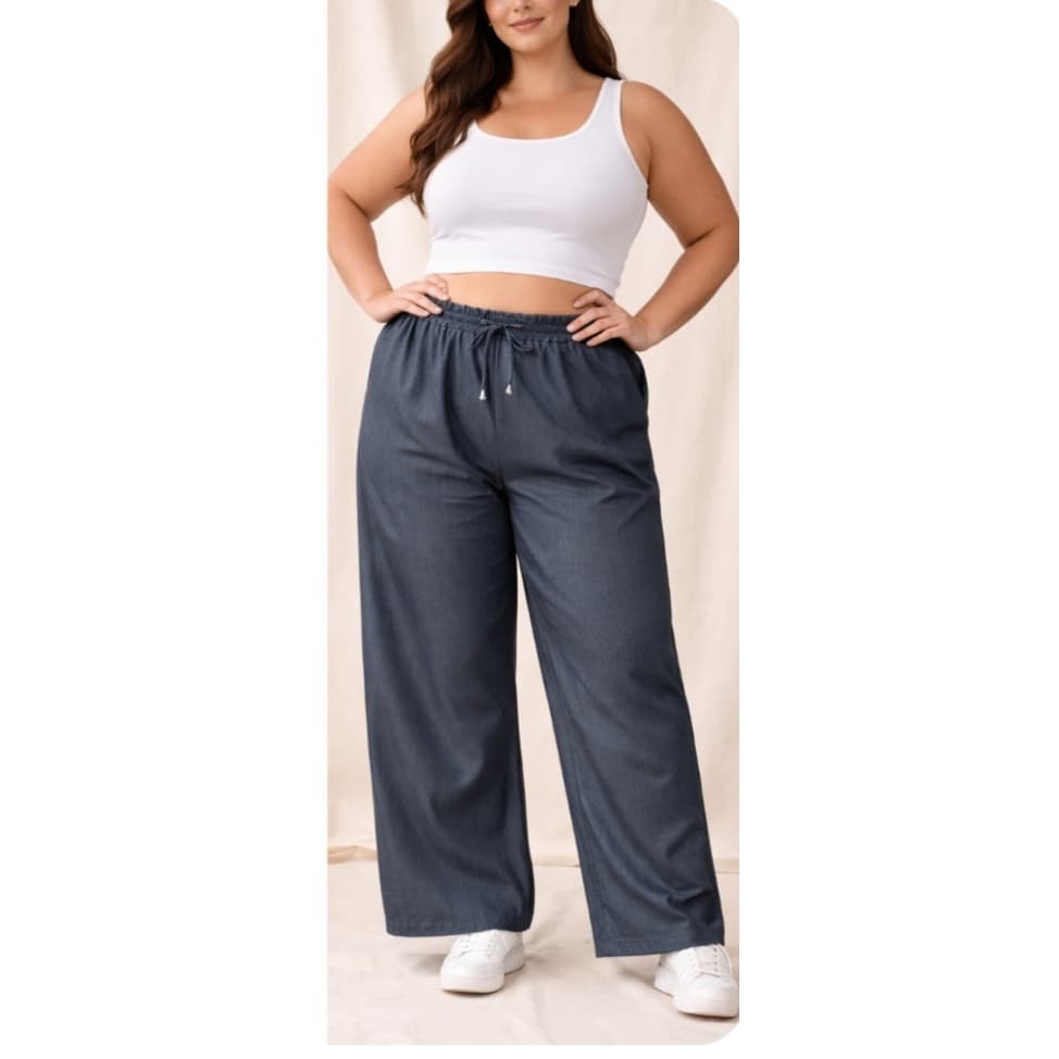 Calça Pantalona feminina do M ao GG cintura alta com elástico e amarração confortável e elegante