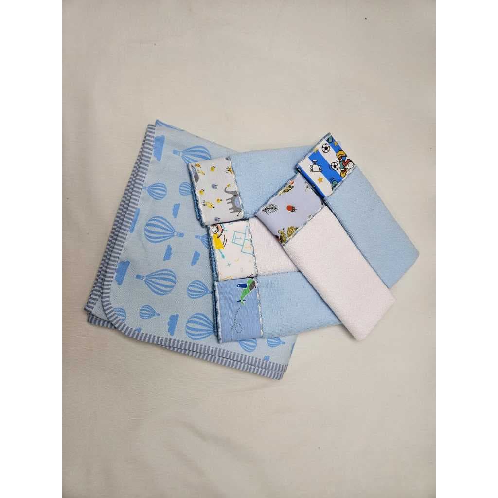 Kit Enxoval Bebê Cueiro Estampado E 5 Toalhinhas De Ombro Microfibra Macia Multiuso 6 Peças