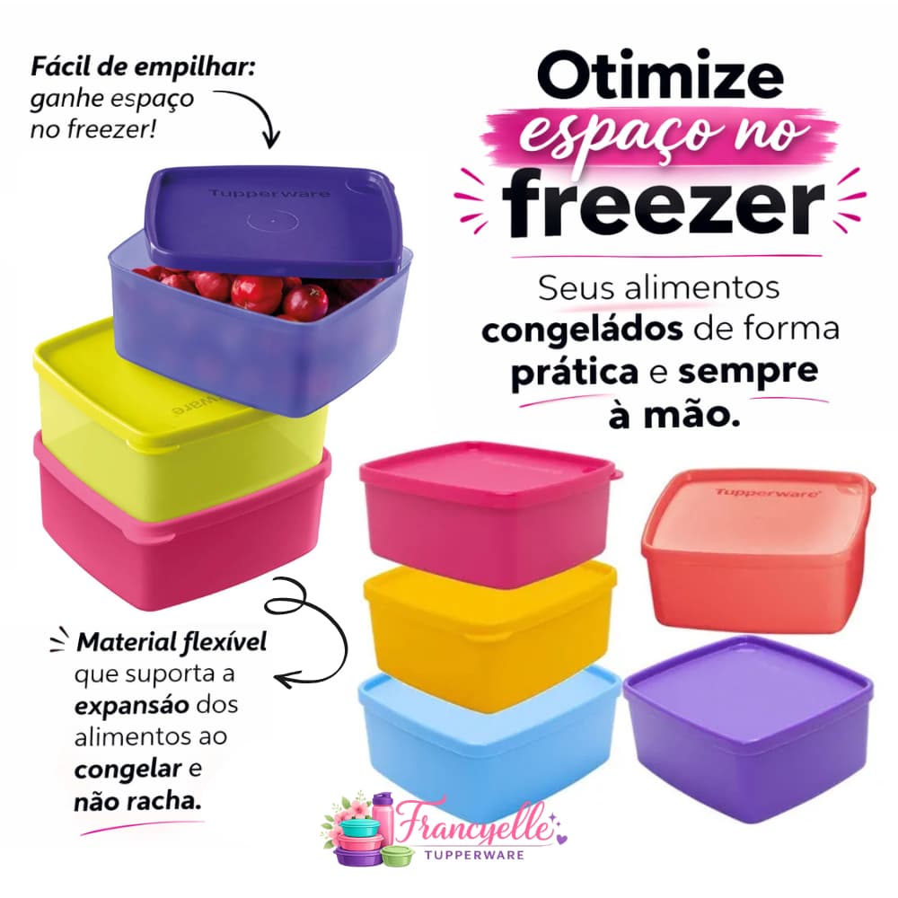 Tupperware Jeitosinho Freezer 400ml  Flexível Original Quadrado Conservar