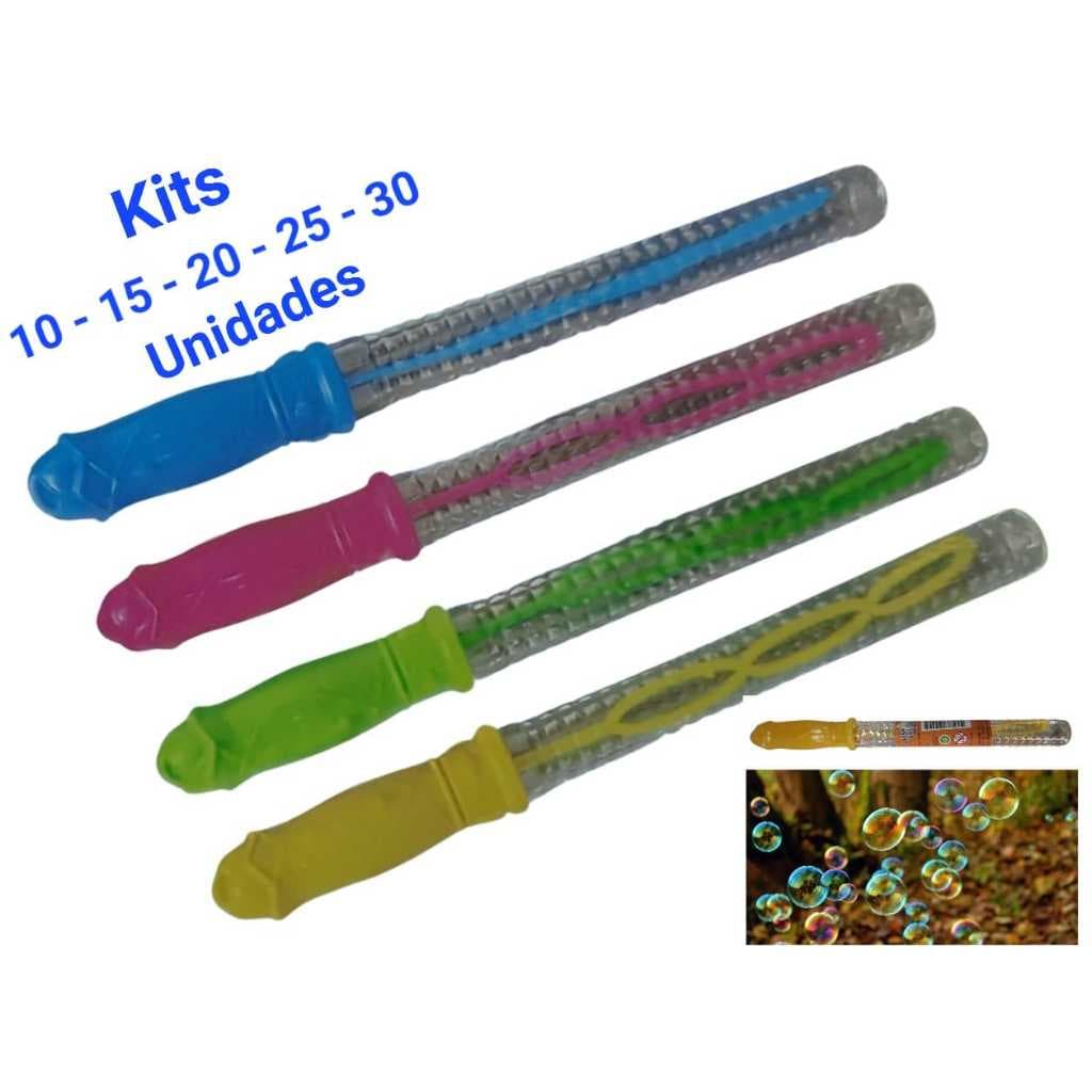 Kit Bastão Bolinha Bolha De Sabão 10 a 30 unidades Lembrancinha Aniversário Menino Menina