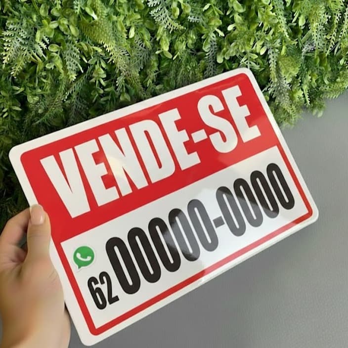 Placa Vende-se ou Aluga-se Personalizada Imóvel Casa Terreno Apartamento com Telefone Proprietário