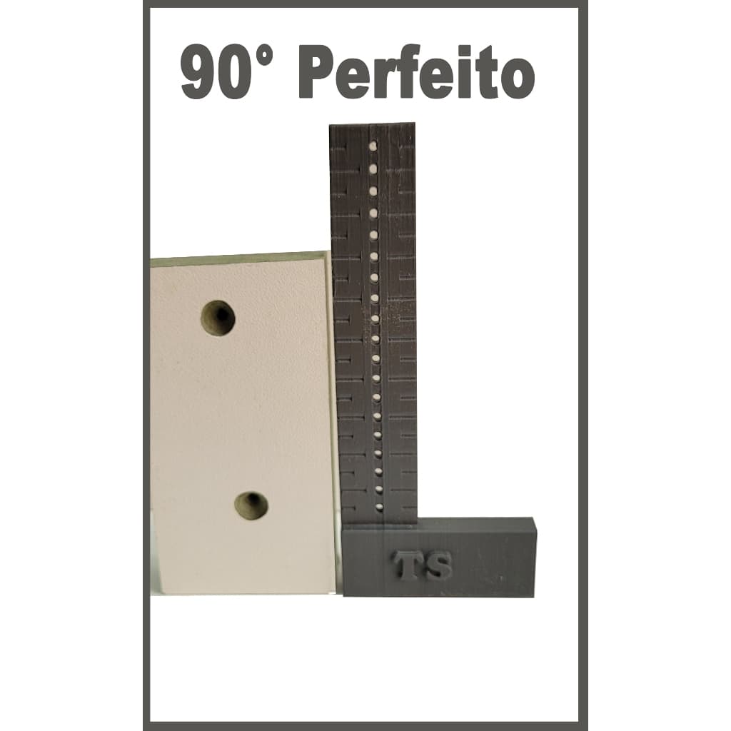 Esquadro Pequeno 90° Gabaritado com furos para linhas paralelas