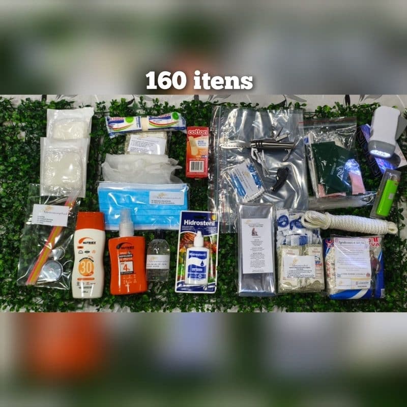 Kit com 160 itens para Mochila de Emergência.