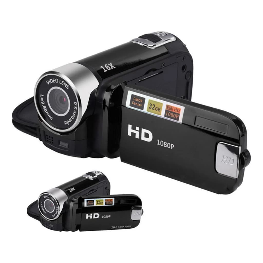 Filmadora Digital Portátil Full HD 1080p Zoom 16x - Câmera de Vídeo Compacta com Tela LCD e Sensor CMOS