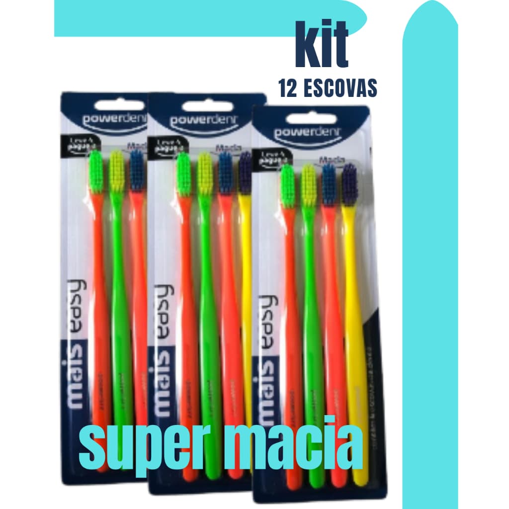 Escova dental Powerdent kit com 12