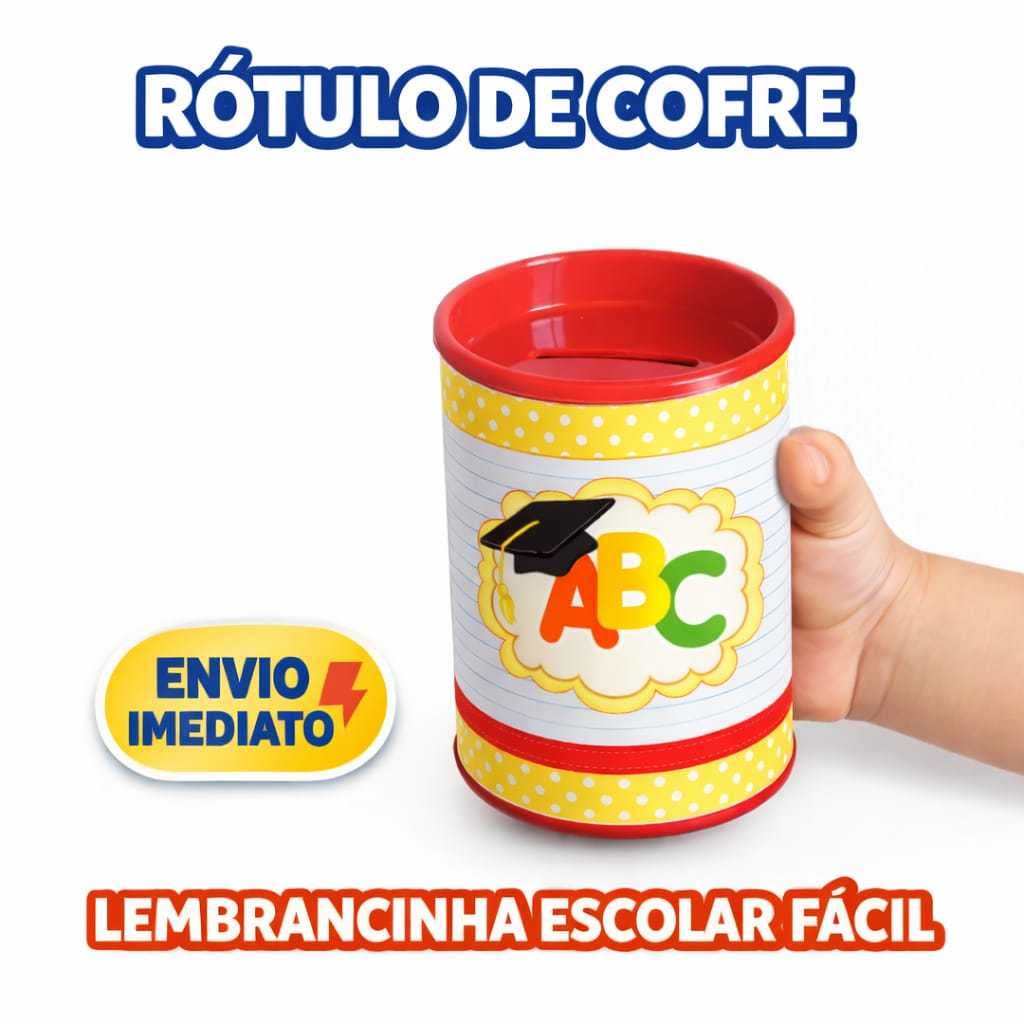 Kit 65 Rótulo Adesivo Tema ABC Escolar Personalizado cofrinho/bolinha de sabão/Tubete Aniversário, Lembrancinha