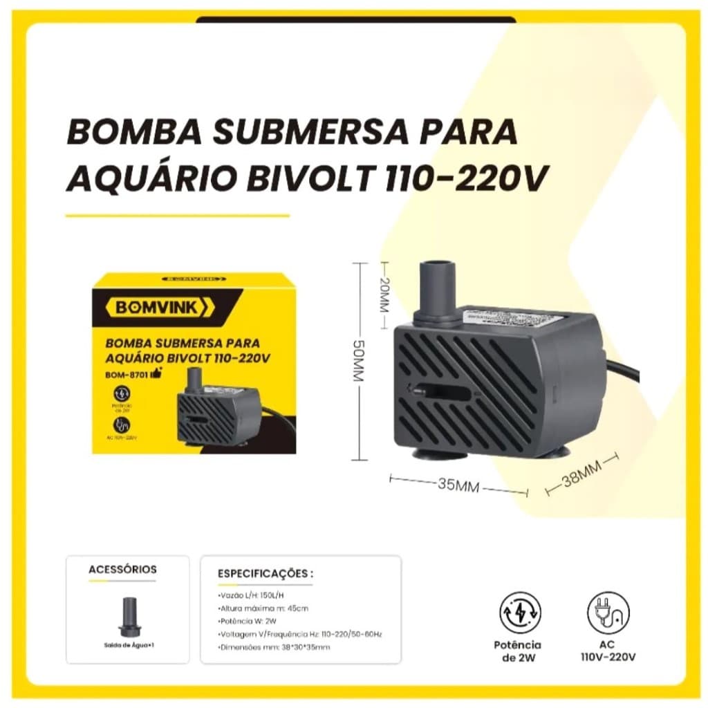 Motor Bomba Submersa Para Aquário Fontes Água Gatos