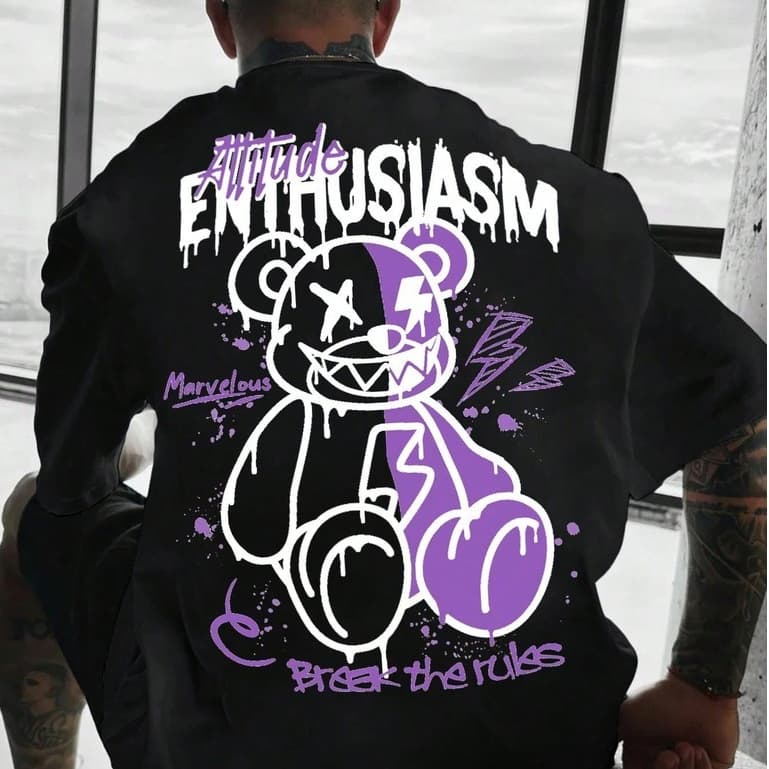 Camiseta Streetwear Enthusiasm Urso Camisa Blusa Masculino Feminino Algodão Top Premium