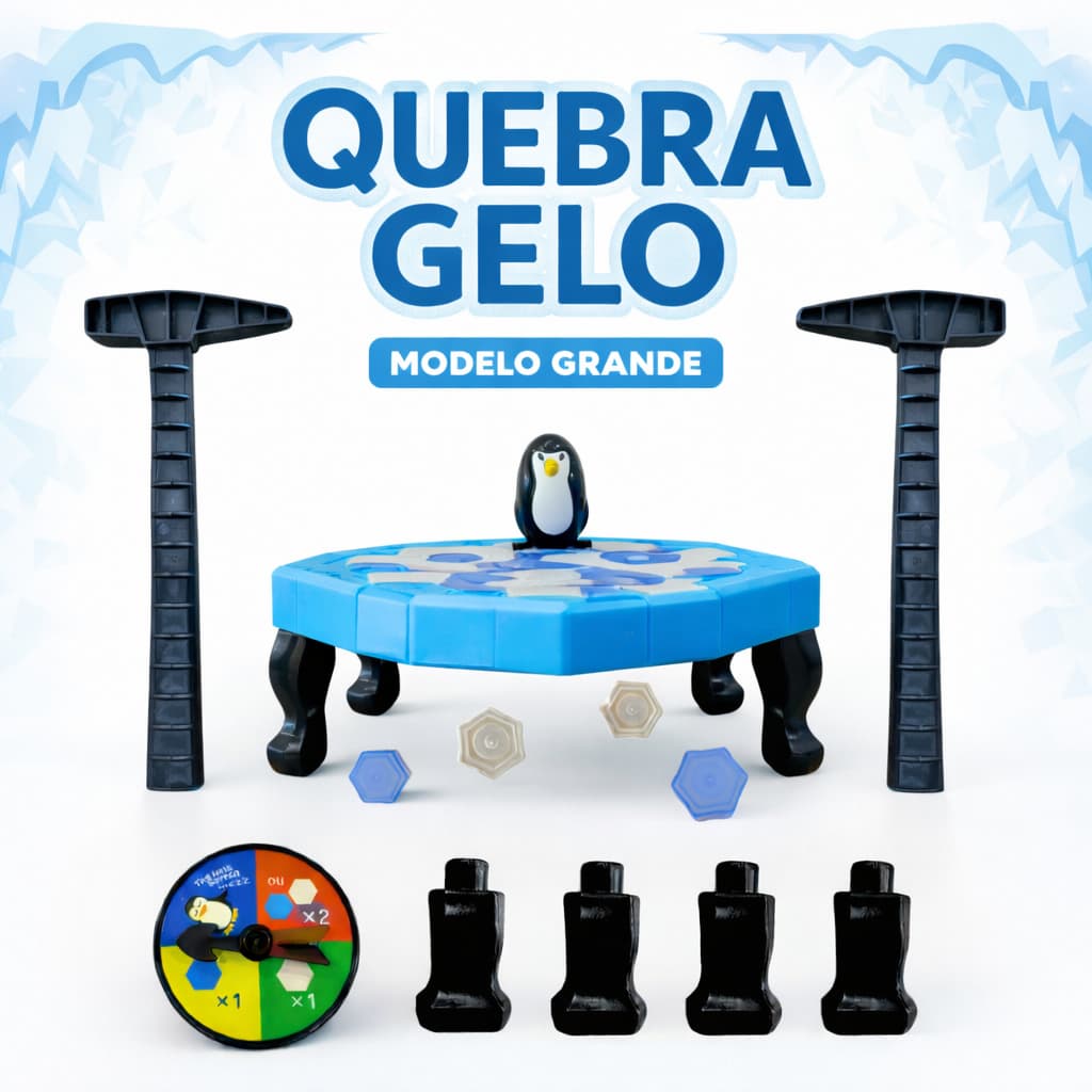 Jogo Pinguim Quebra Gelo 17cm Modelo Grande | Brinquedo Infantil Educativo Interativo Família