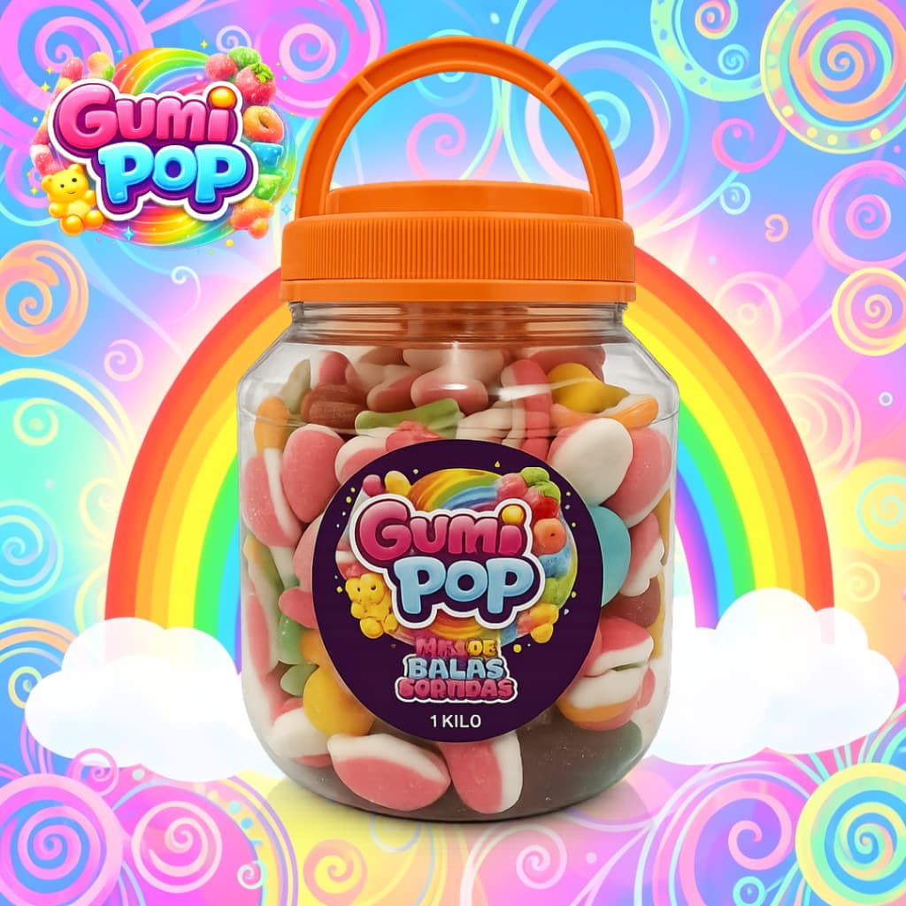 Pote 1kg GumiPop Mix Balas de Gelatina Doces Sortidos