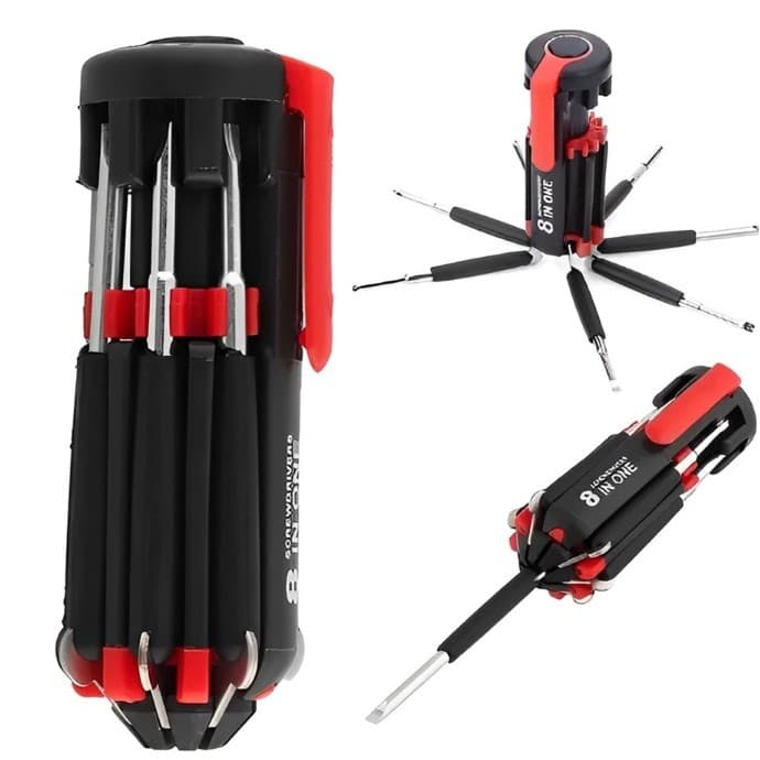 Jogo chave Kit 8 em 1 Fenda Philips de Precisão Com Lanterna (5946)