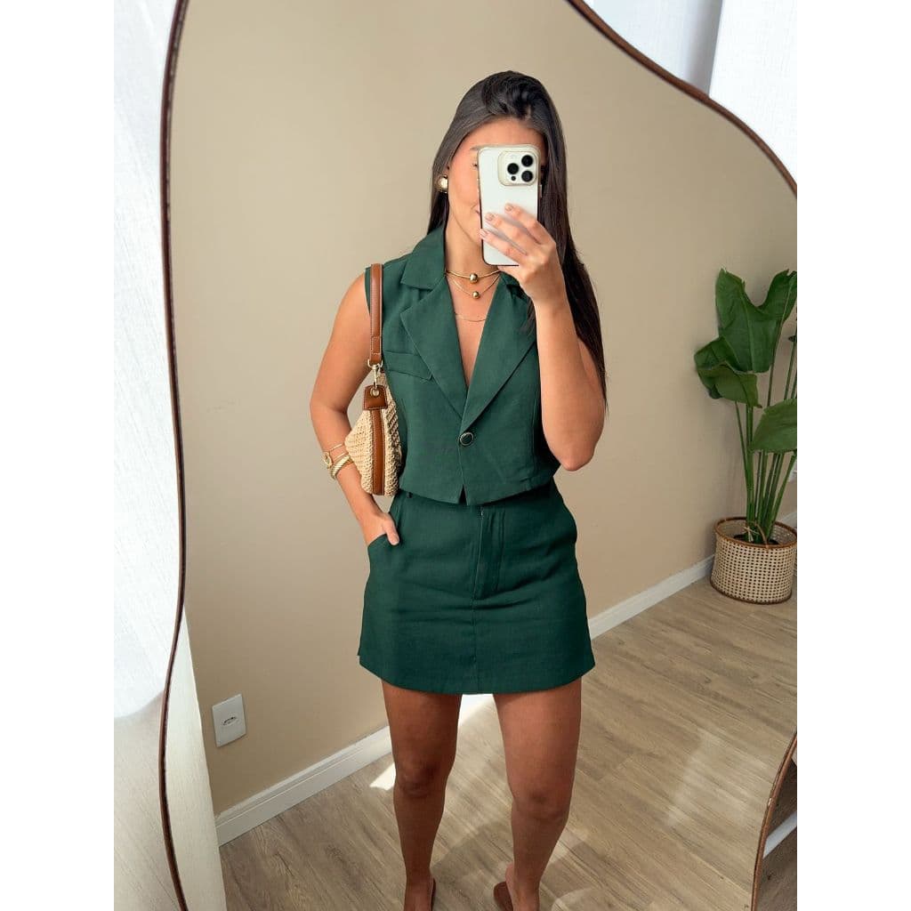 Conjunto Feminino Colete Shorts Saia Alfaiataria Conjunto Social Feminino Casual