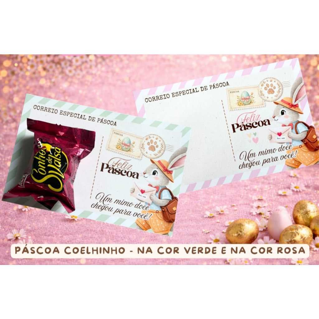 30  Card postal de Páscoa mimos para clientes( bala ou bis) Tag Lembrancinha (nao acompanha chocolate)