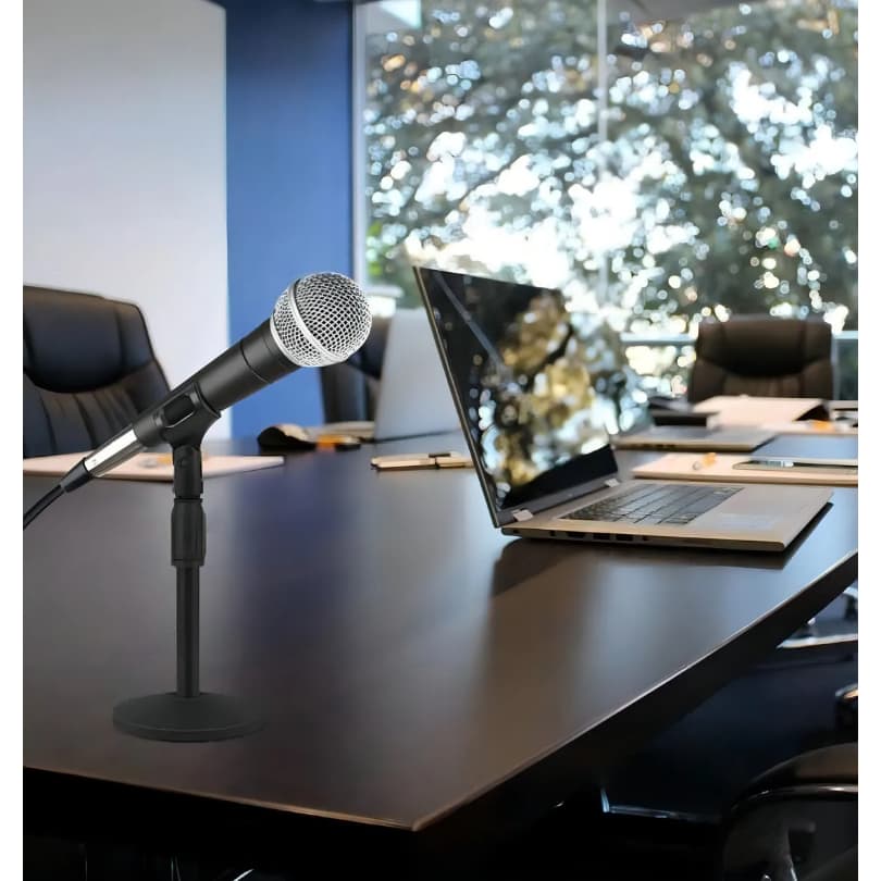 Suporte Mesa Para Microfone Portatil-mini Pedestal-podcast Cor Preto