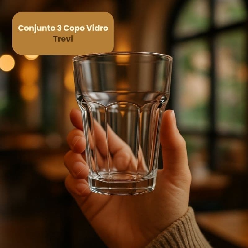 Conjunto de 3 Copos de Vidro Trevi – Praticidade, Resistência  Elegância casa cozinha lindo perfeito