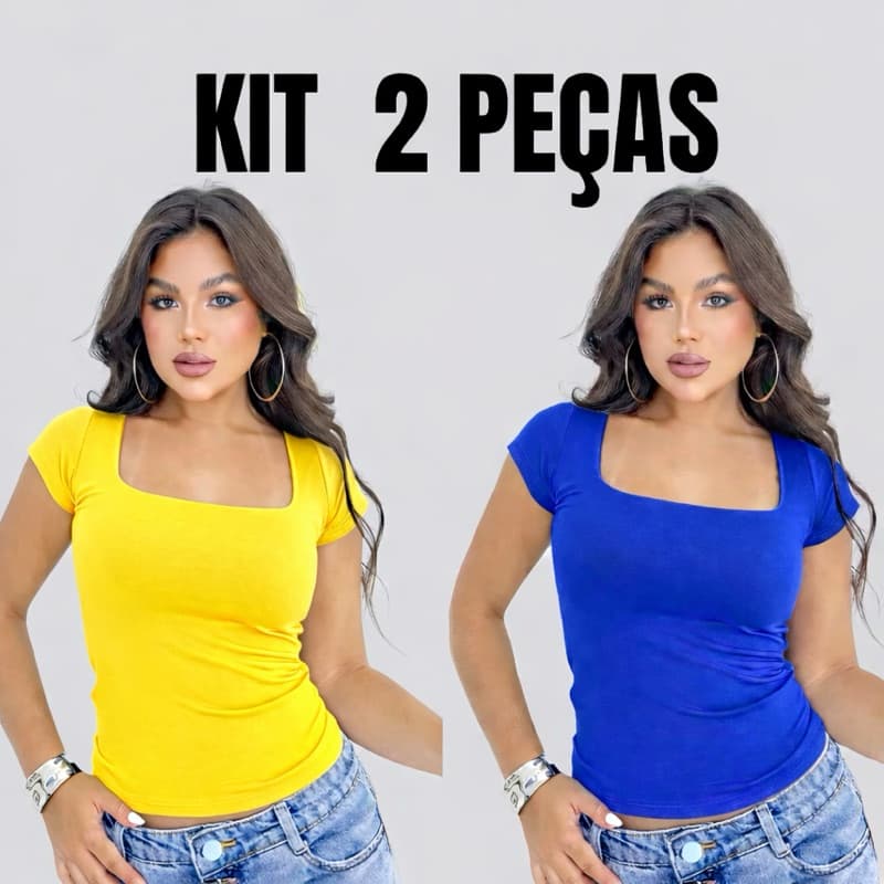 BABY LOOK KIT 2 Blusinha Básica Dia a Dia Suplex Sem bojo ideal para a Copa Do Mundo 2026 Brasil
