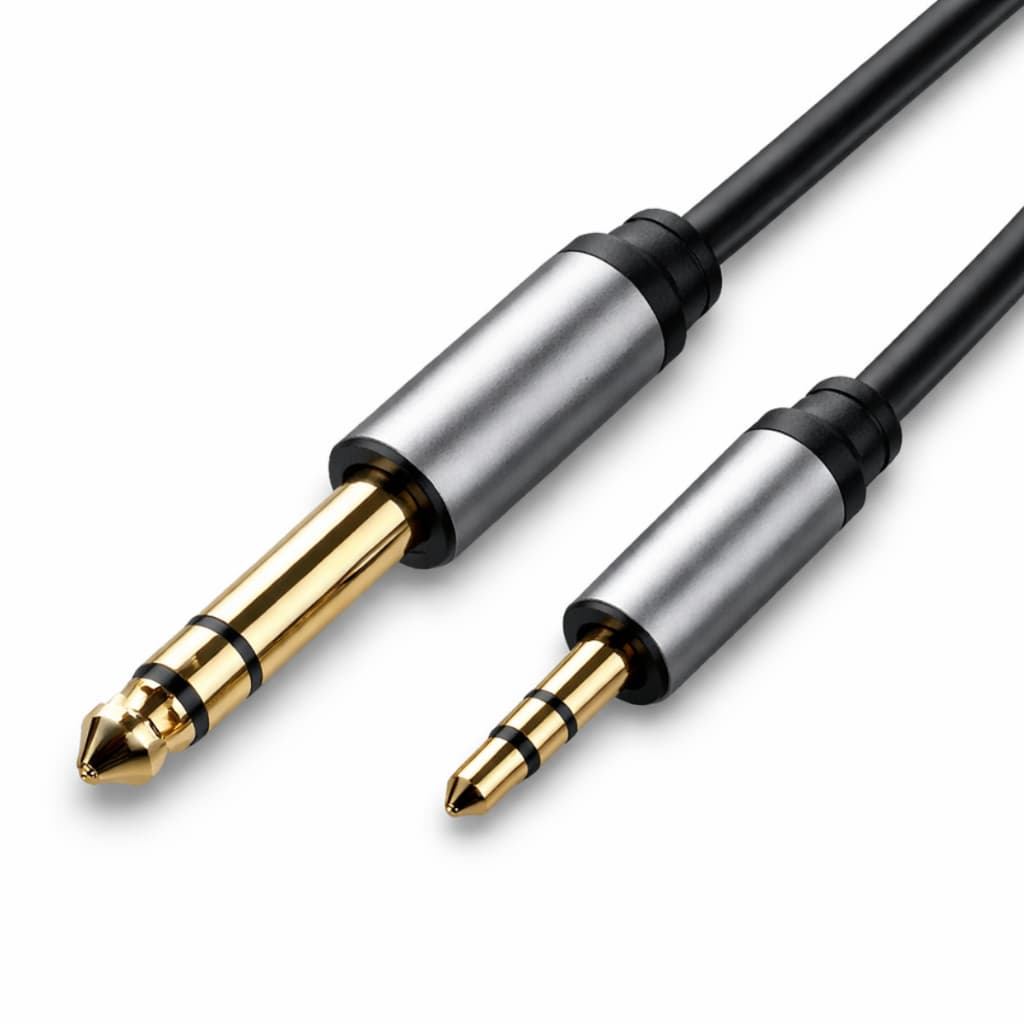 Cabo Áudio P2 Para P10 Estéreo 1m Dj Mesa Som Fone Nylon Blindado Ouro Bertô
