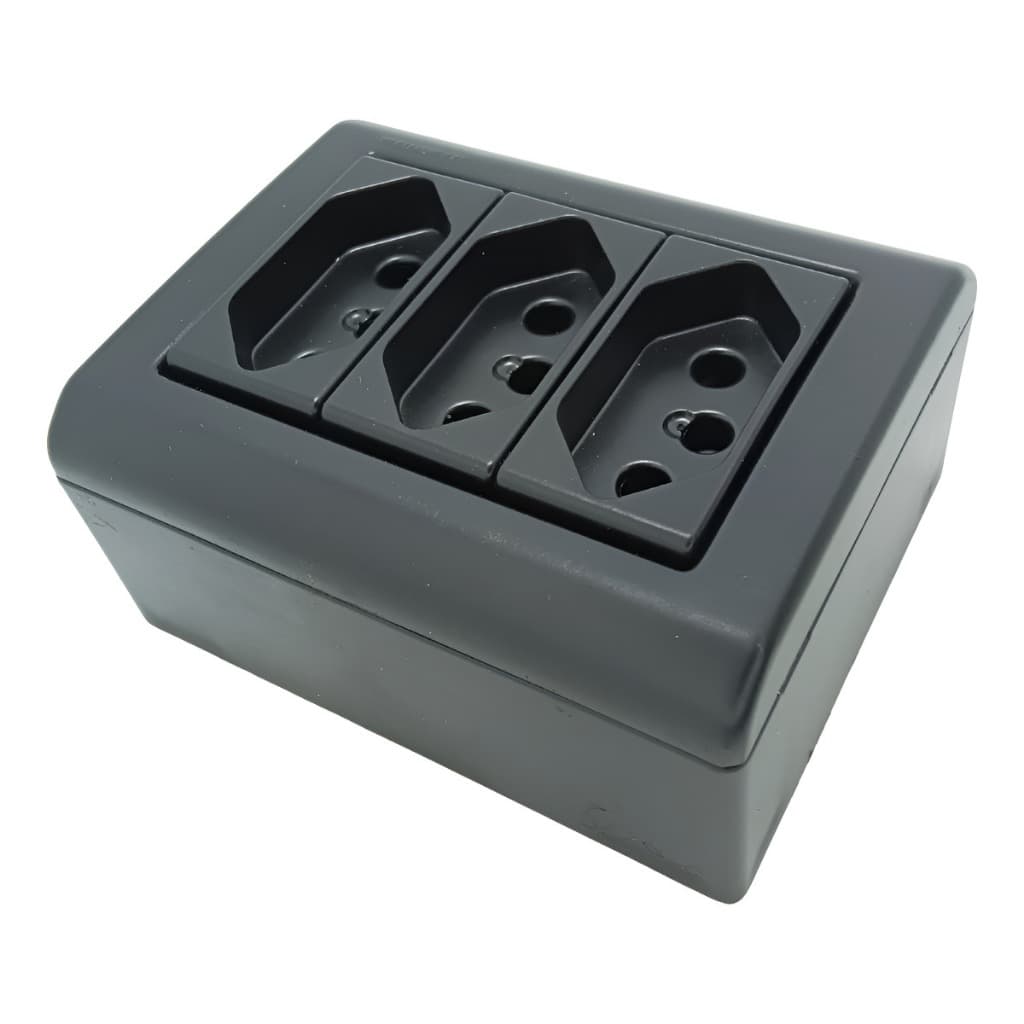Tomada Sobrepor Tripla 2p+t 20 A 250 V Preto