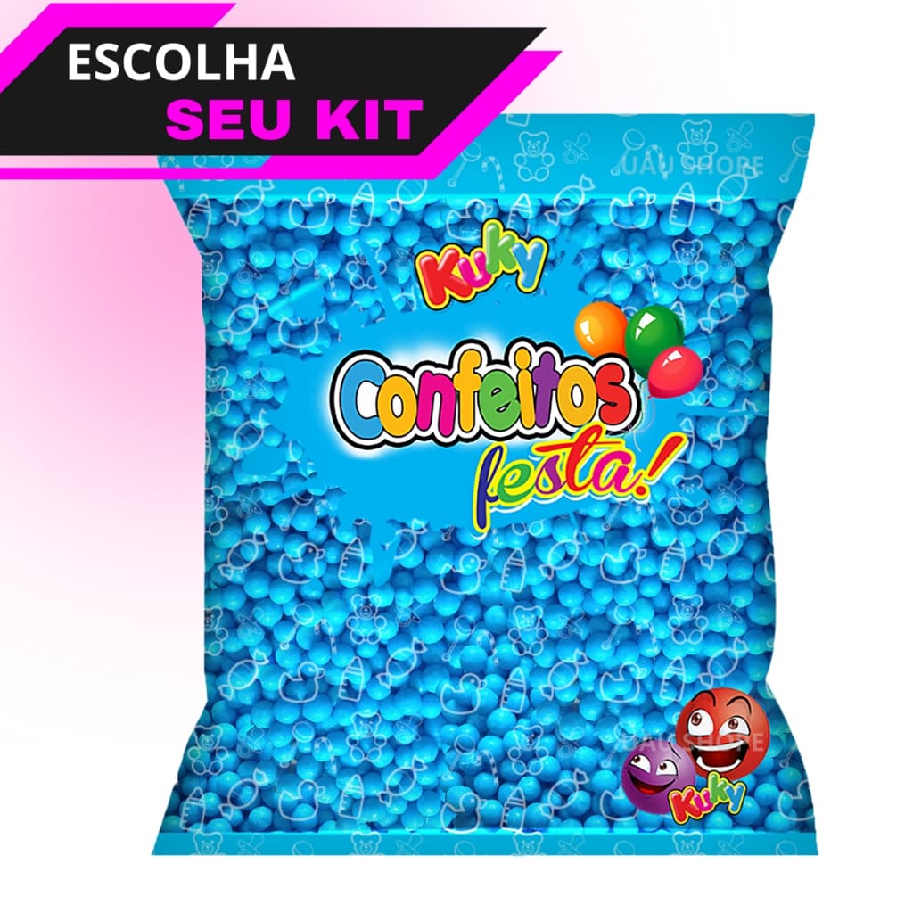 1/2/3 Confeito Bolinhas Festa 500gr Kuky - Tutti-Frutti (azul)