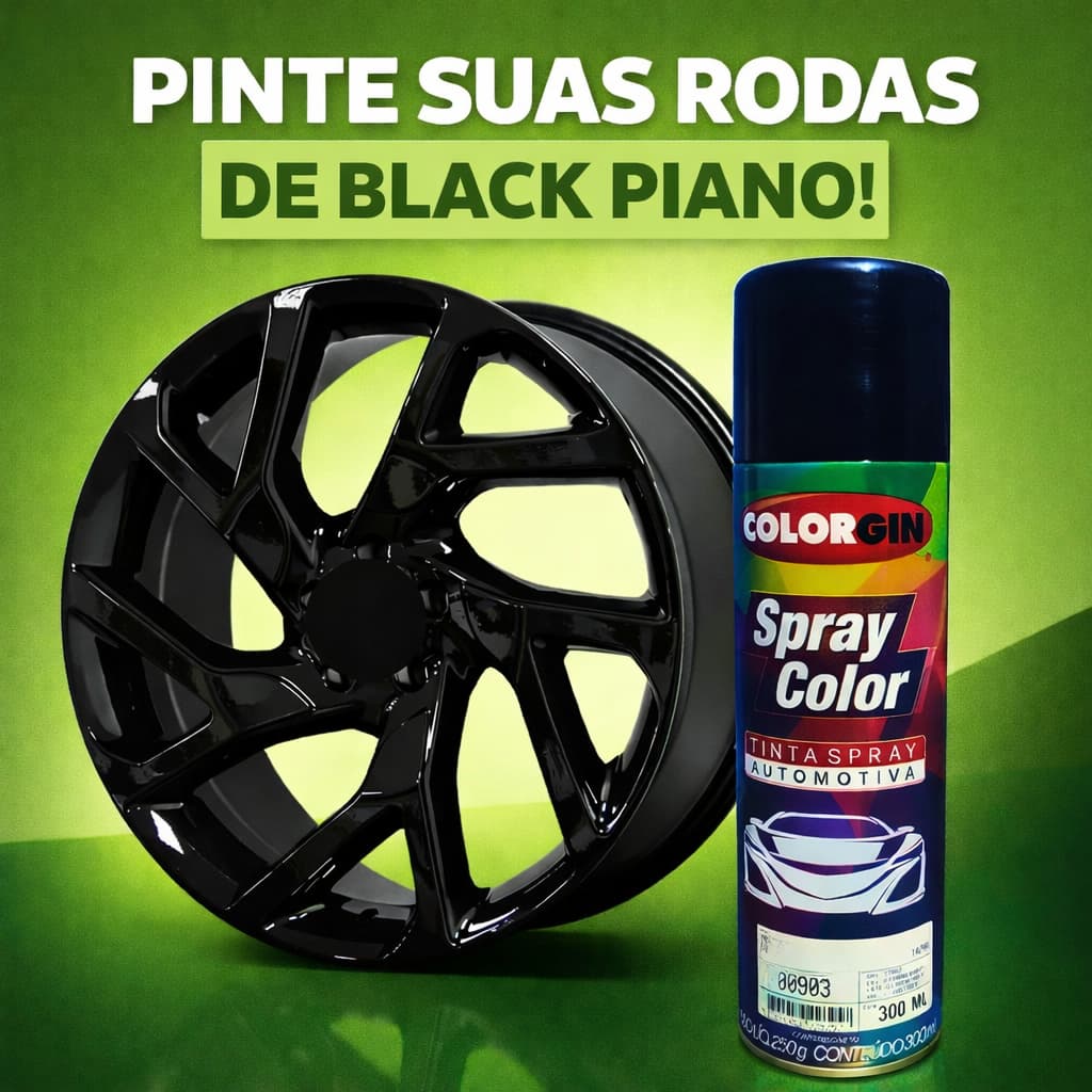 Tinta Spray Automotivo 300ml Black Piano - Colorgin