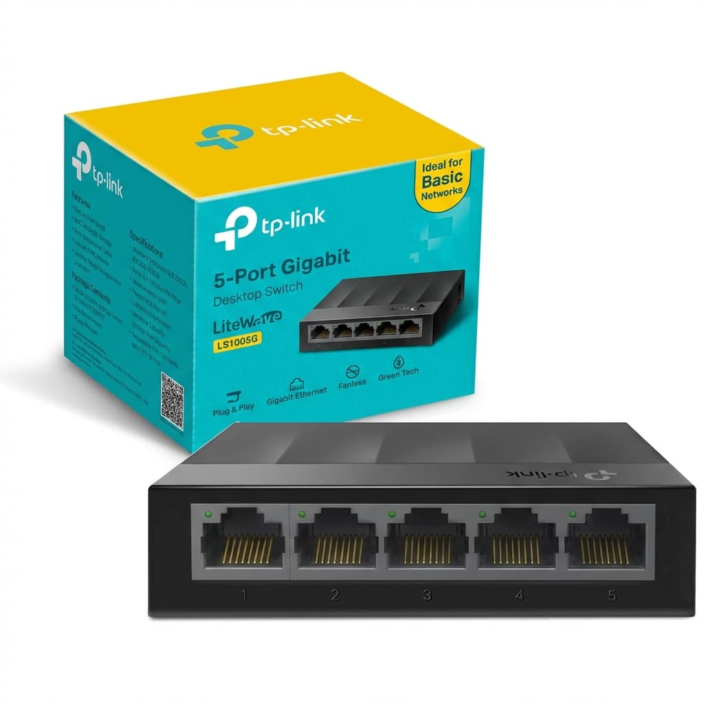 Switch TP-Link LS1005G 5 Portas Gigabit RJ45 10/100/1000 Mbps Bivolt Plug & Play Mesa